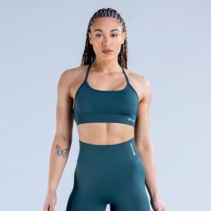 DFYNE Dynamic Backless Sports BH Dame Mørketurkis Grøn | BJ8934271