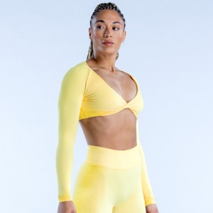 DFYNE Ignite Twist Front Crop Top Dame Citron | MK1790563