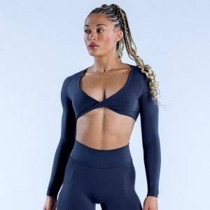 DFYNE Ignite Twist Front Crop Top Dame Grå | RE5286193