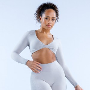 DFYNE Ignite Twist Front Crop Top Dame Lysegrå | NO6859204
