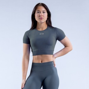 DFYNE Impact Crop Top Dame Grå | QS5917204