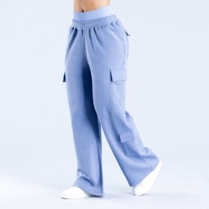 DFYNE Lanyi Edit Wide Leg Cargo Joggingbukser Dame Blå | TQ1573826