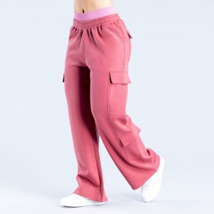 DFYNE Lanyi Edit Wide Leg Cargo Joggingbukser Dame Dyb Lyserød | WX5260138