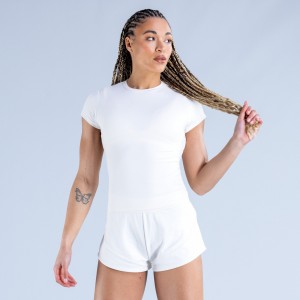 DFYNE Origin Fitted T-Shirt Dame Hvide | IX4816293