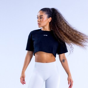 DFYNE Revive Crop T-Shirt Dame Sort | NO7621038