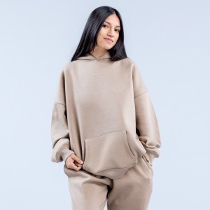 DFYNE Revive Heavy Weight Hættetrøje Dame Beige | QI3587490