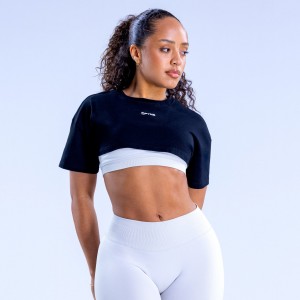 DFYNE Revive Super Crop T-Shirt Dame Sort | YI9652438