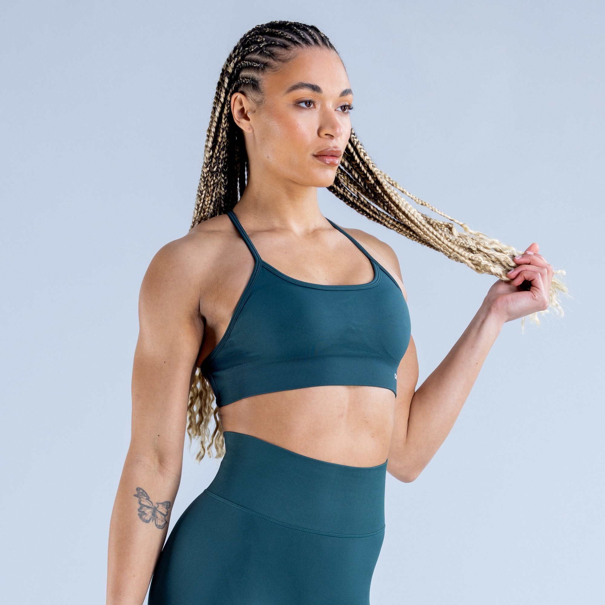 DFYNE Dynamic Backless Sports BH Dame Mørketurkis Grøn | BJ8934271