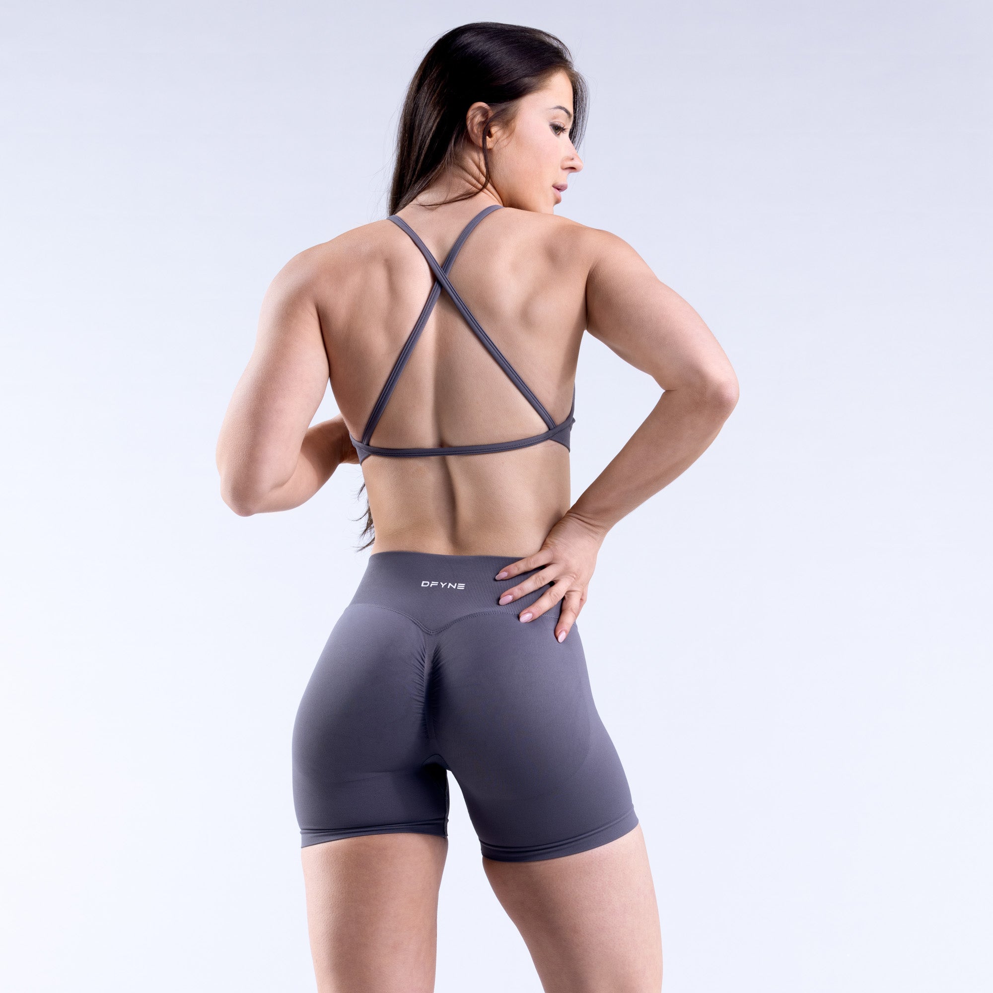 DFYNE Dynamic High Neck Backless Sports BH Dame Mørkegrå | PA7629348
