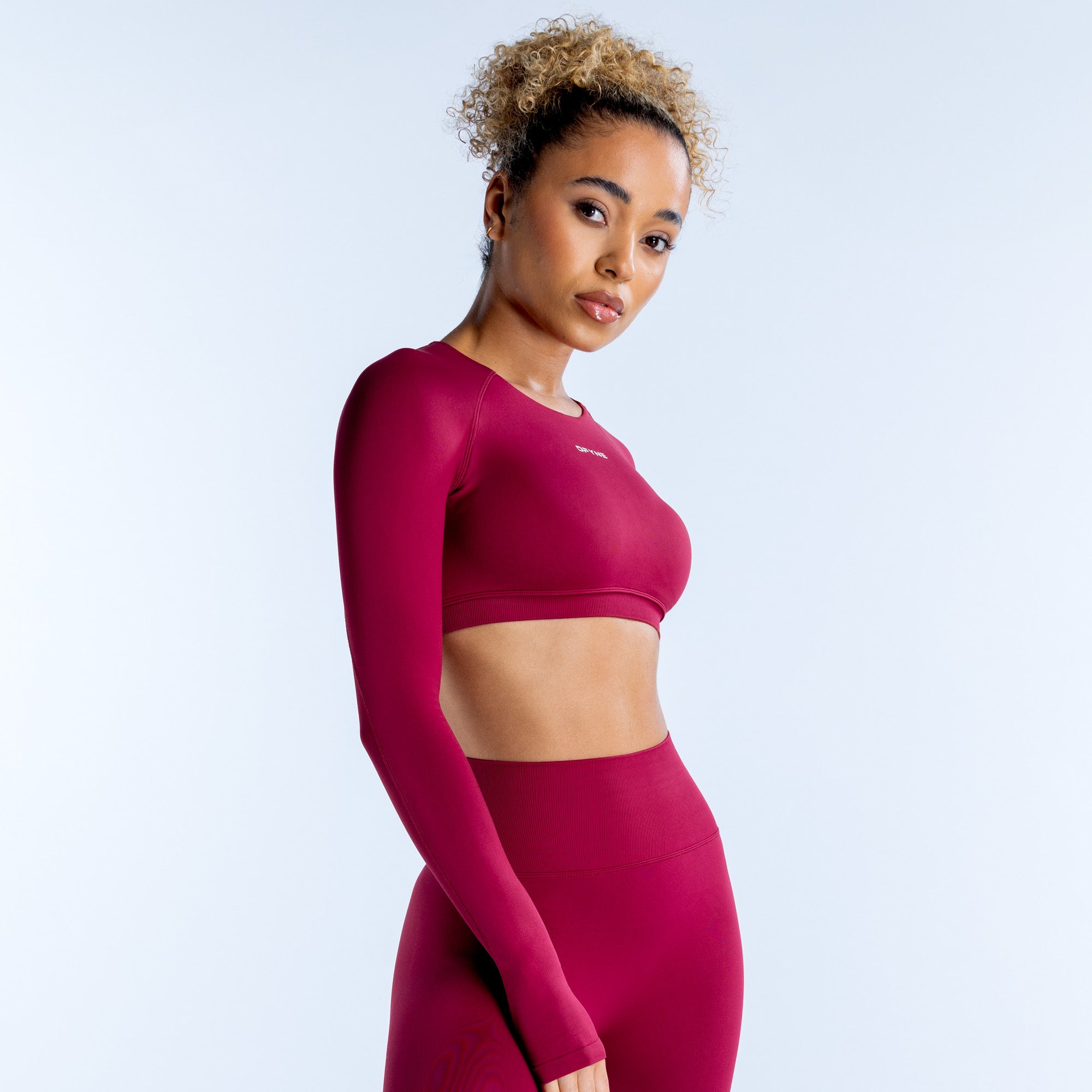 DFYNE Dynamic Long Sleeve Crop Top Dame Fuchsia | UK5143967