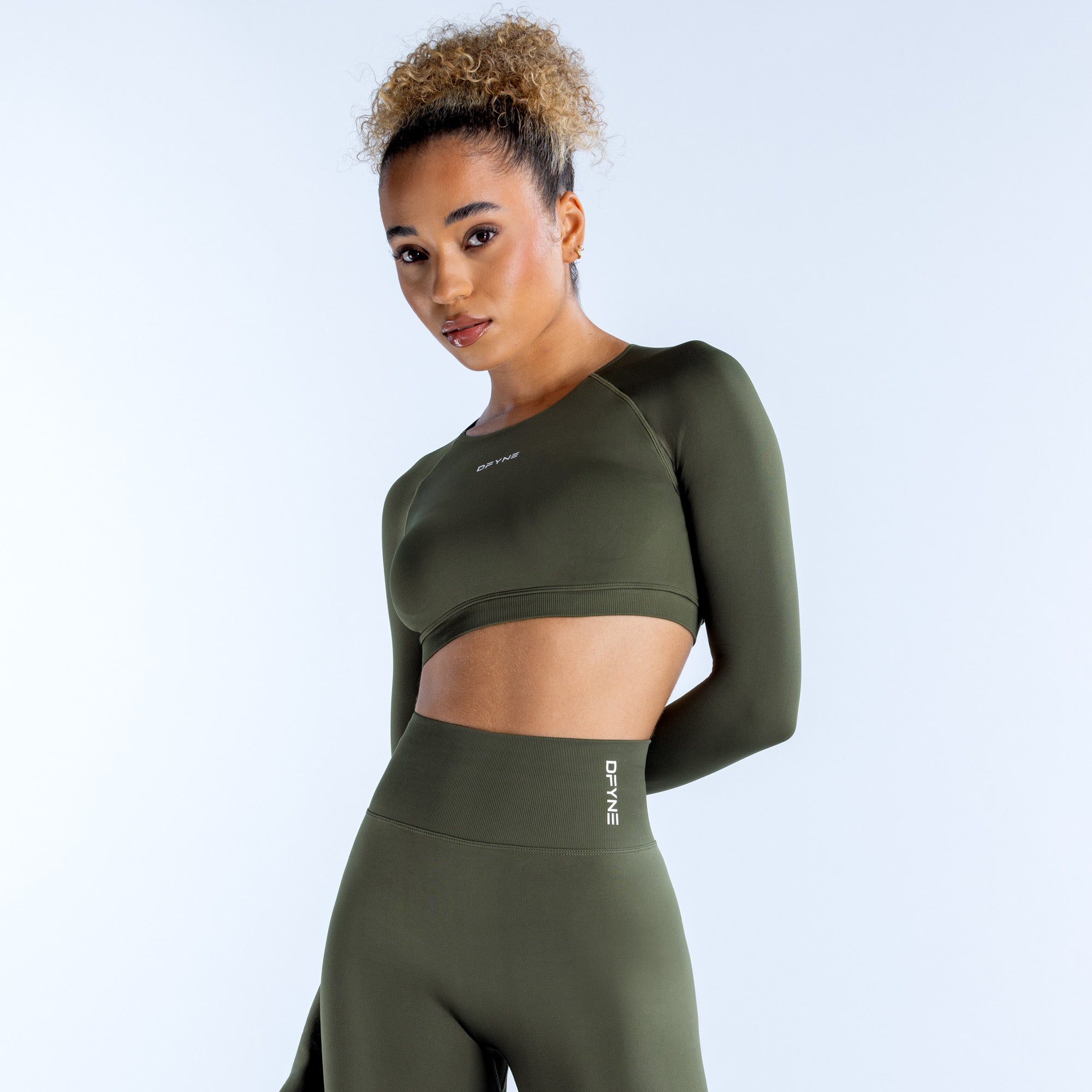 DFYNE Dynamic Long Sleeve Crop Top Dame Olivengrøn | AG9065823