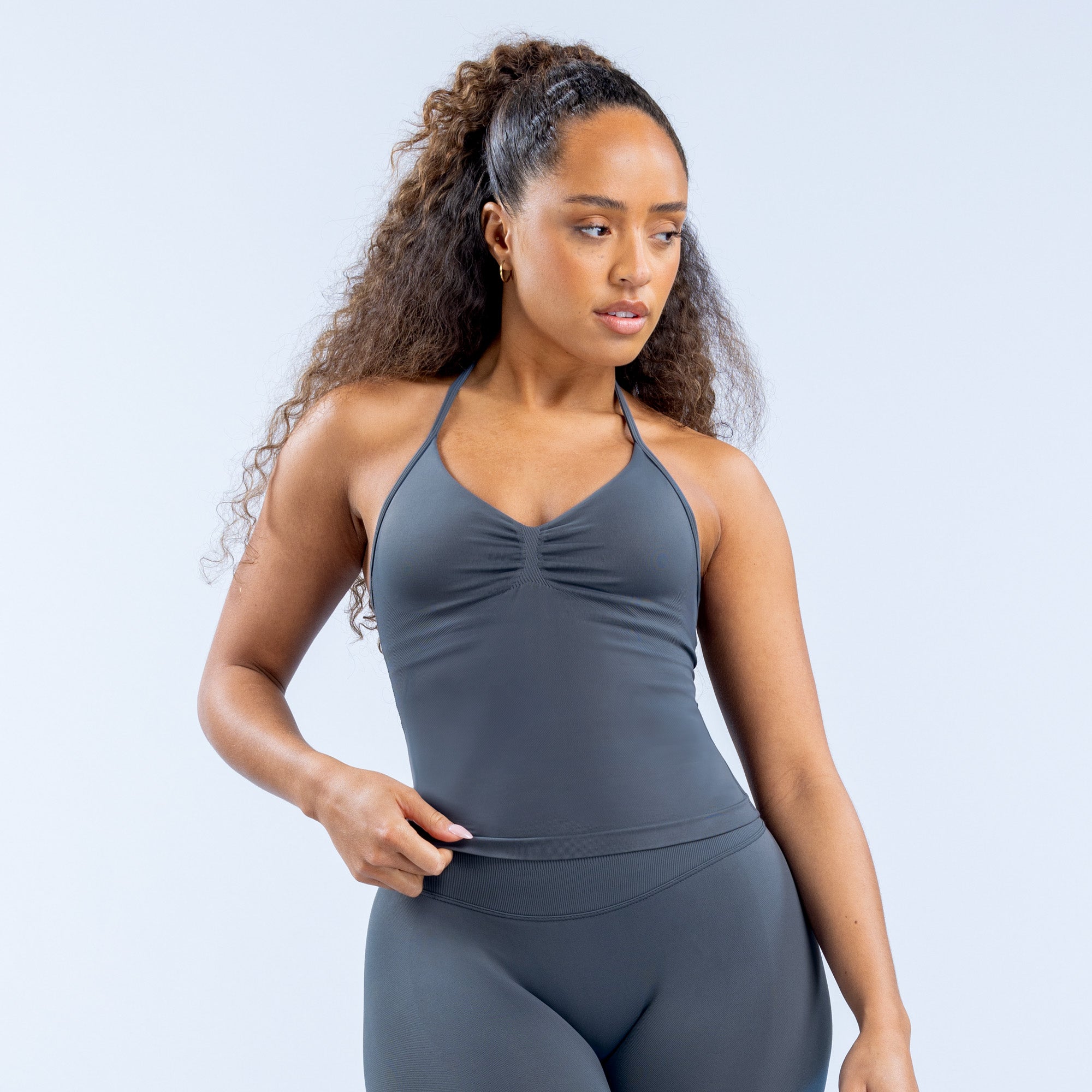 DFYNE Impact Longline Strappy Top Dame Grå | QY6873159