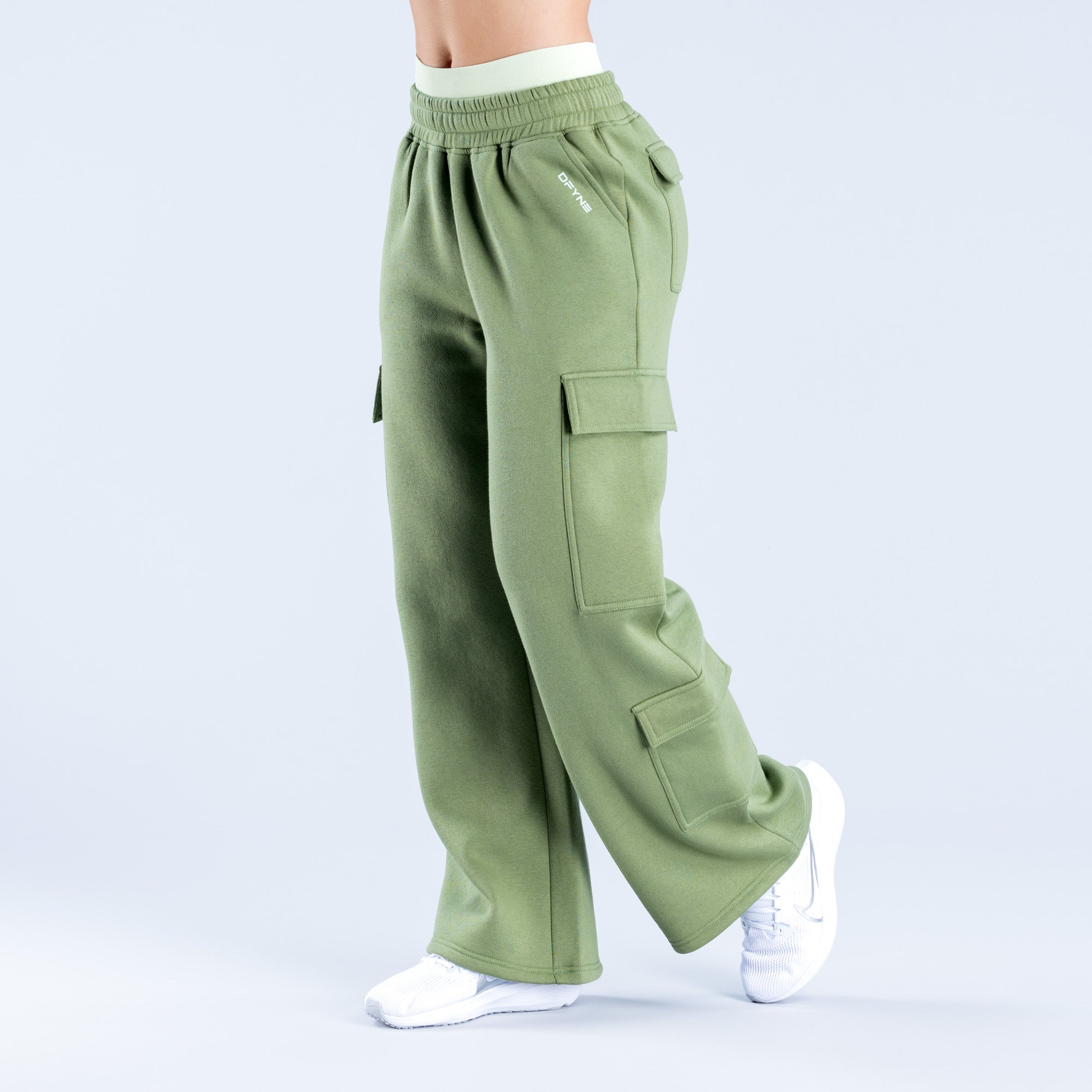 DFYNE Lanyi Edit Wide Leg Cargo Joggingbukser Dame Dyb Grøn | AC7194350