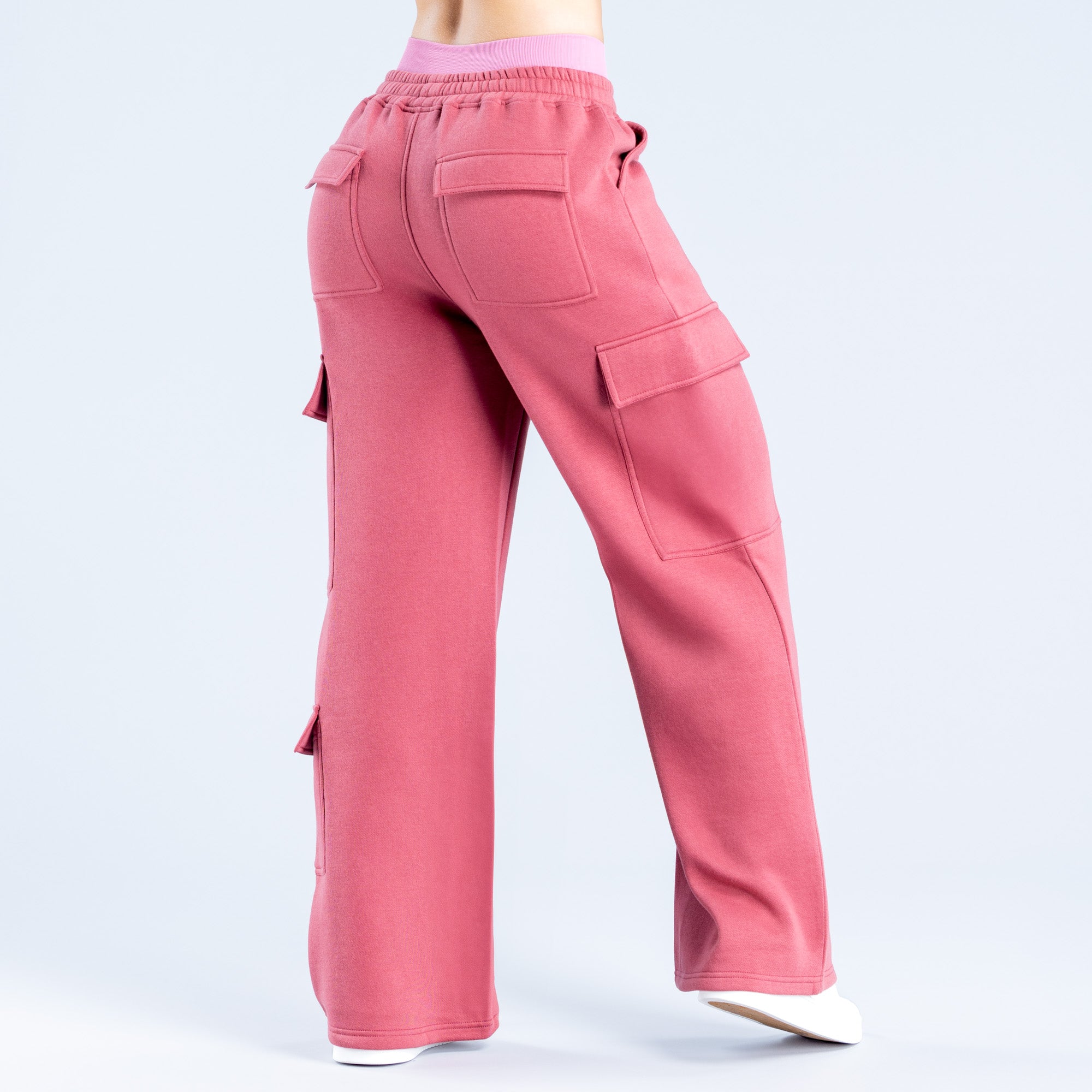DFYNE Lanyi Edit Wide Leg Cargo Joggingbukser Dame Dyb Lyserød | WX5260138
