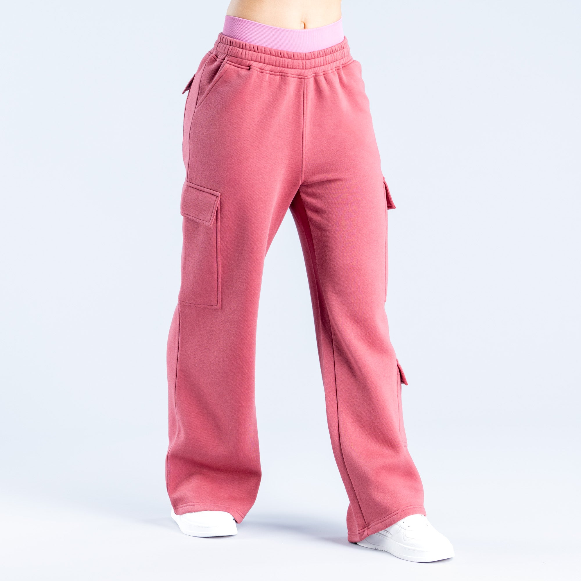 DFYNE Lanyi Edit Wide Leg Cargo Joggingbukser Dame Dyb Lyserød | WX5260138