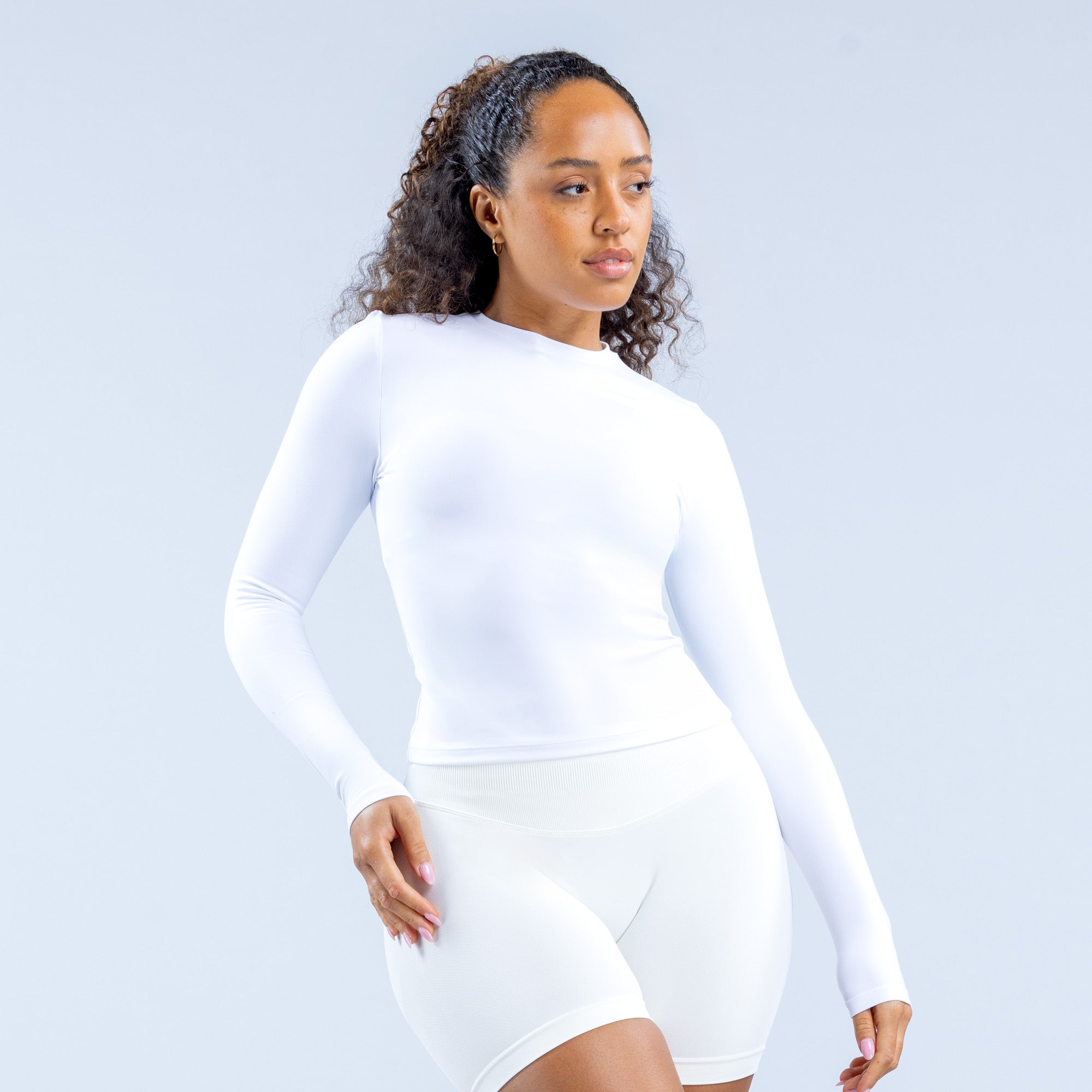 DFYNE Origin Fitted Long Sleeve Top Dame Hvide | AO9825416