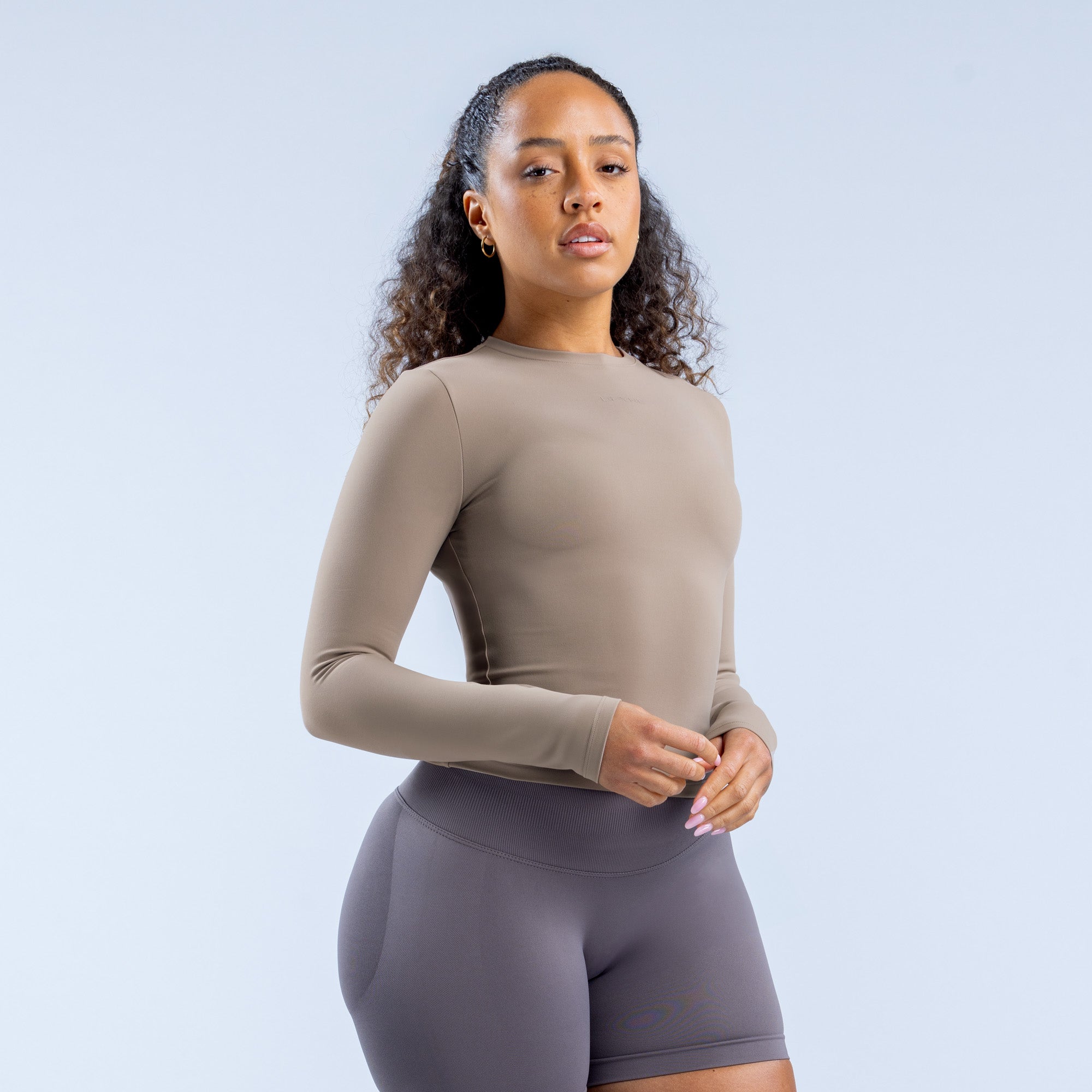 DFYNE Origin Fitted Long Sleeve Top Dame Khaki | EQ6128537