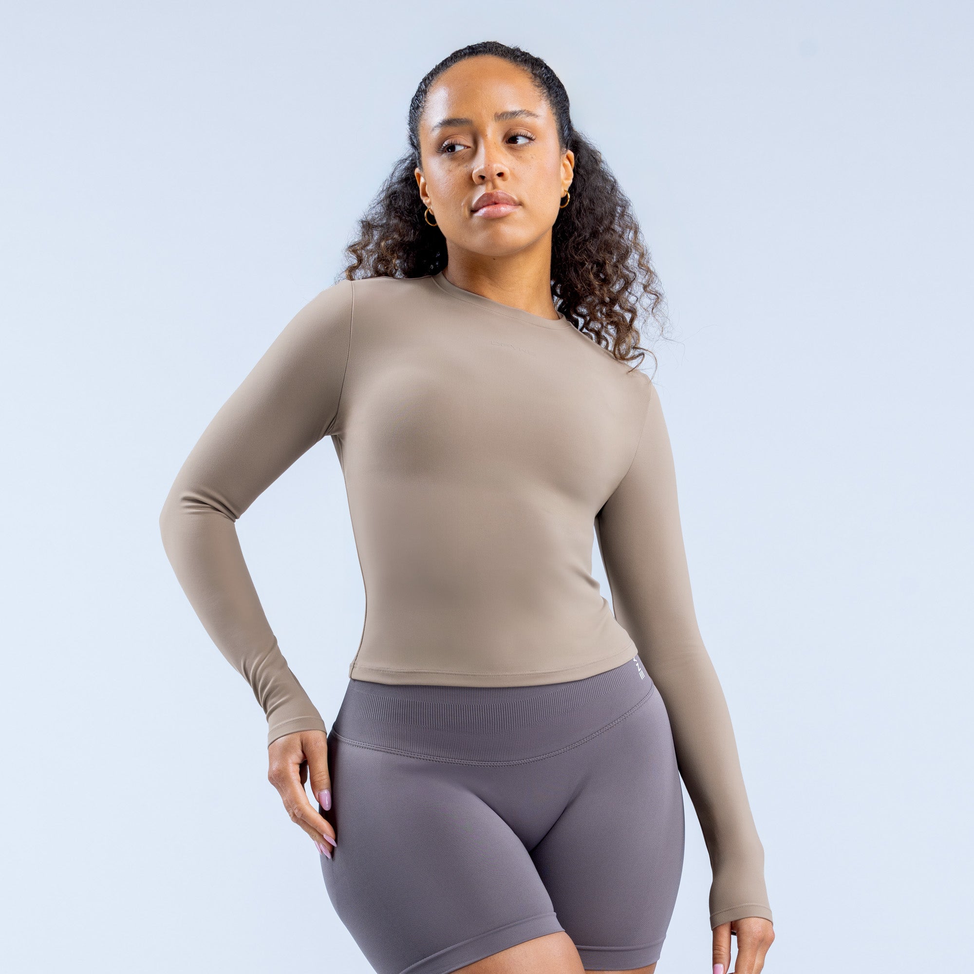 DFYNE Origin Fitted Long Sleeve Top Dame Khaki | EQ6128537