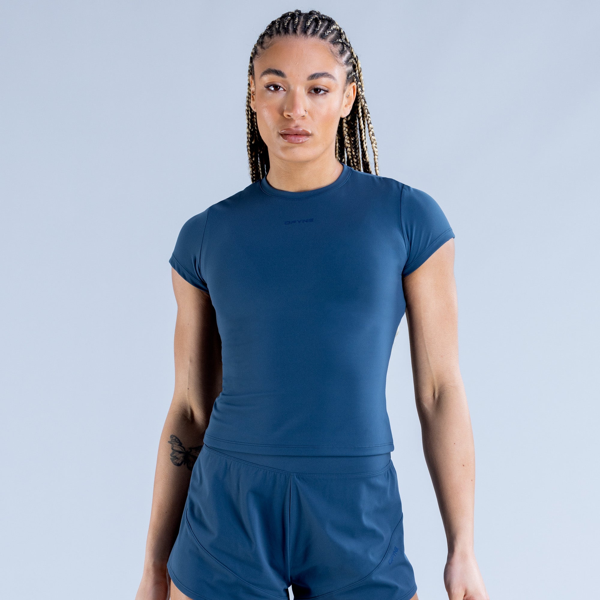 DFYNE Origin Fitted T-Shirt Dame Blå | KQ9410857