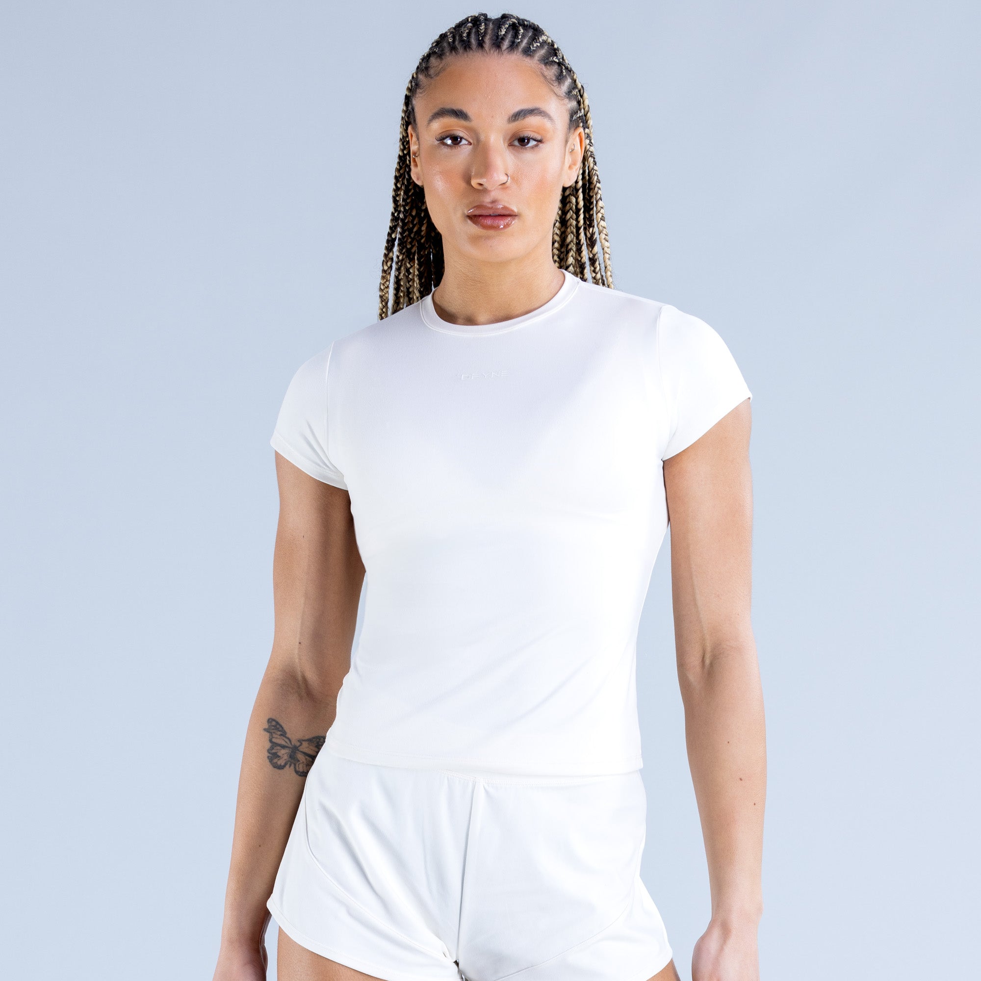 DFYNE Origin Fitted T-Shirt Dame Hvide | IX4816293