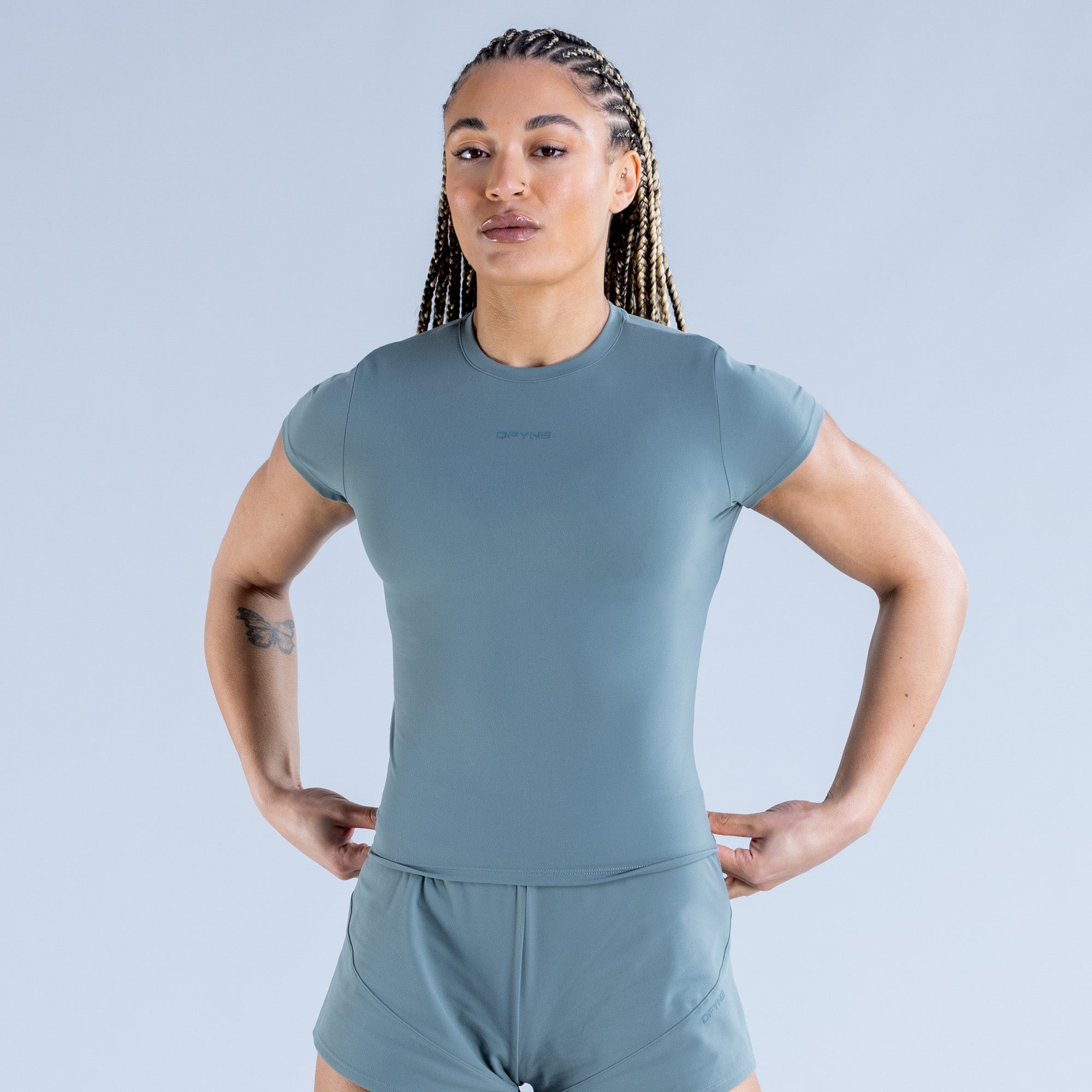 DFYNE Origin Fitted T-Shirt Dame Olivengrøn | DI9254760