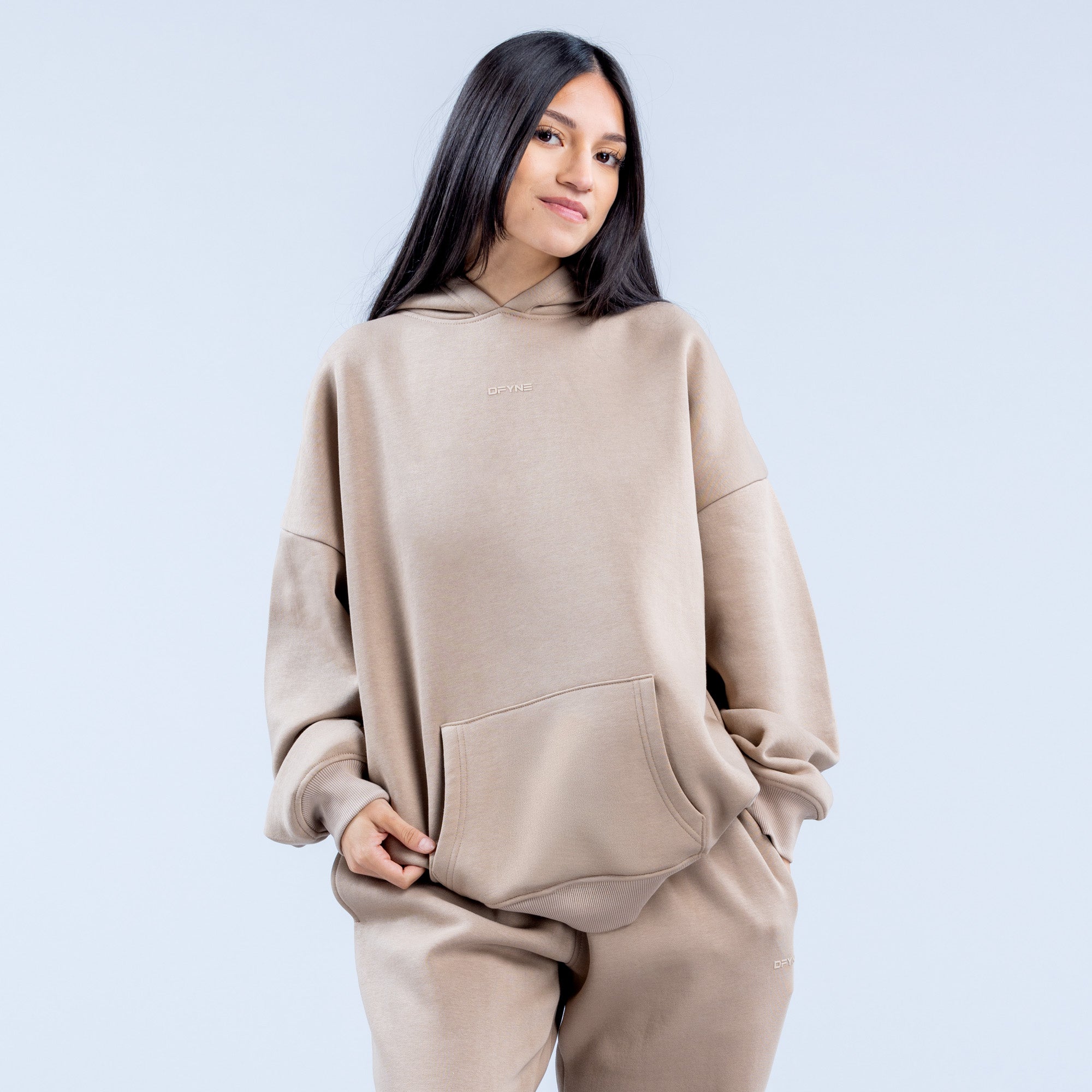 DFYNE Revive Heavy Weight Hættetrøje Dame Beige | QI3587490