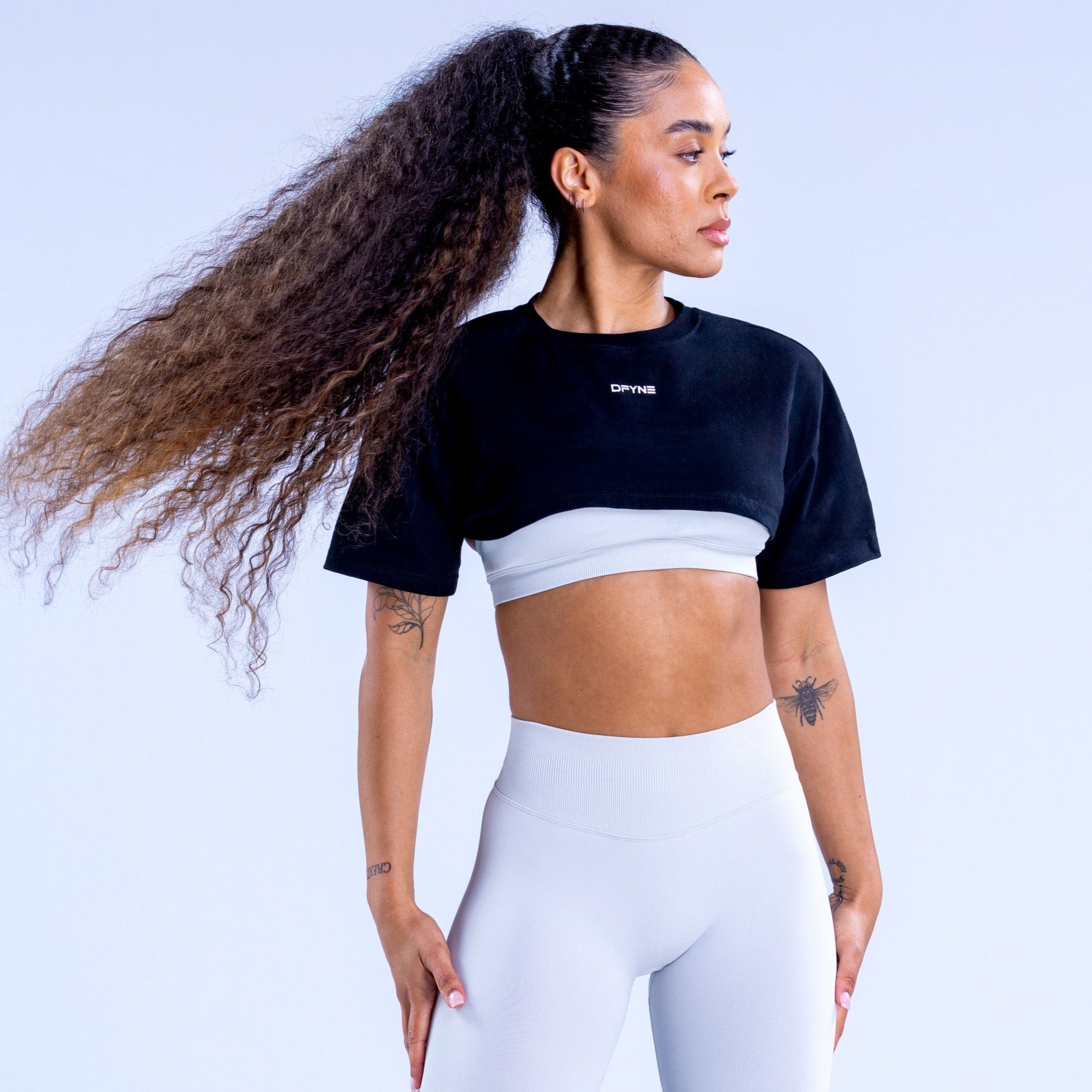 DFYNE Revive Super Crop T-Shirt Dame Sort | YI9652438