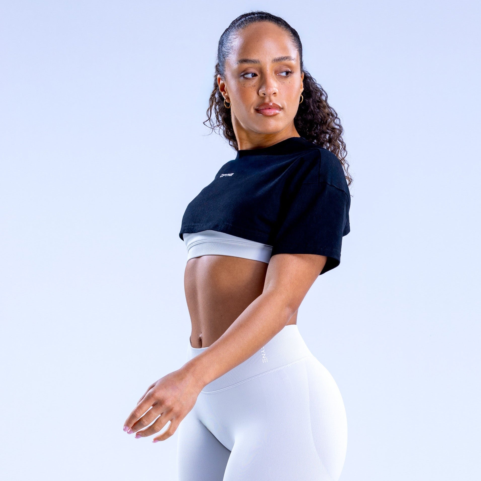 DFYNE Revive Super Crop T-Shirt Dame Sort | YI9652438