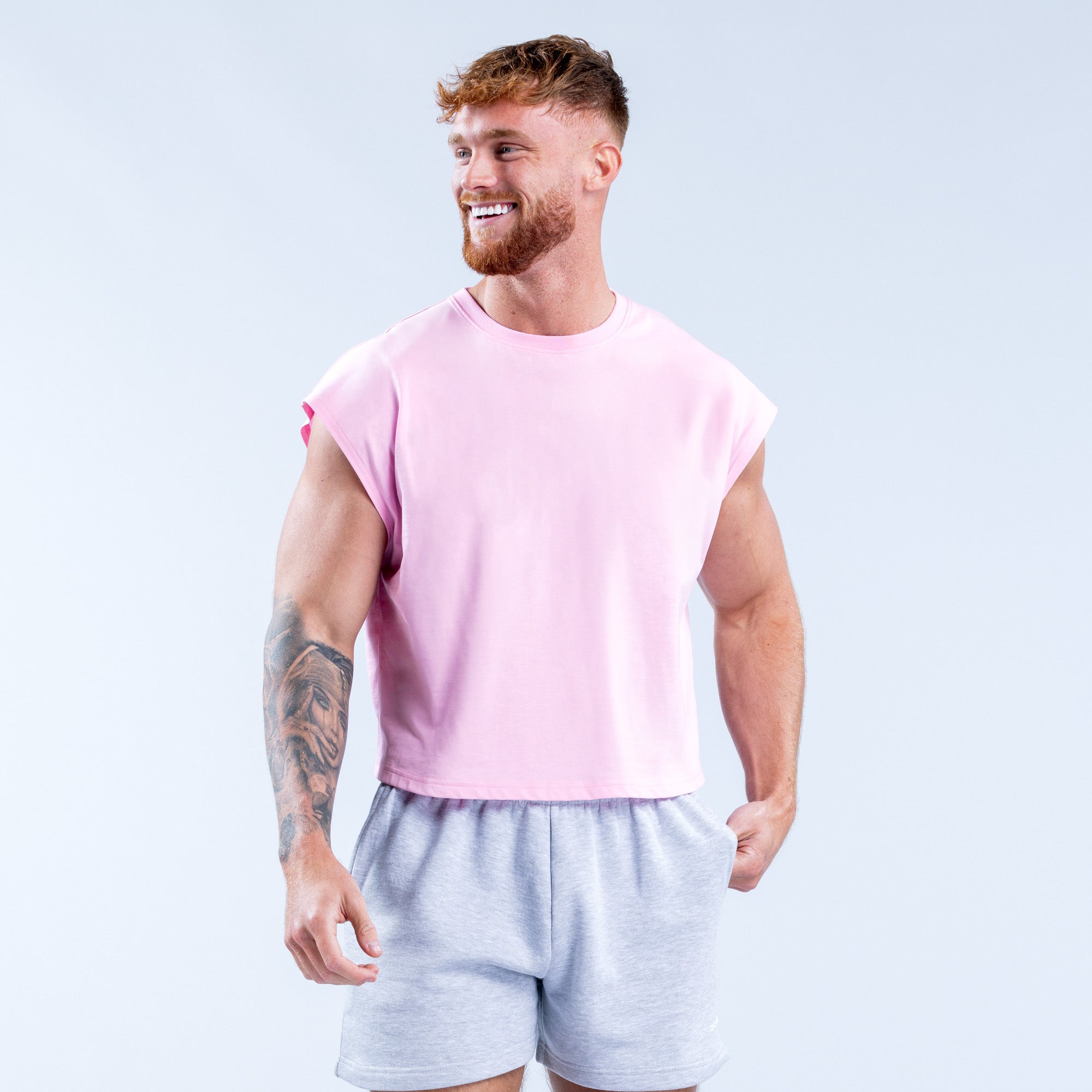 DFYNE Signature Crop Tank Top Herre Lyselyserød Lyserød | NX6198730